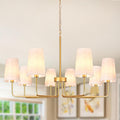 8-Lights 39" Rustic Industrial Pendant Light Gold Boho Rattan Chandelier Large Adjustable Pendant Lighting Fixtures for Living Room Kitchen Island Dining Room