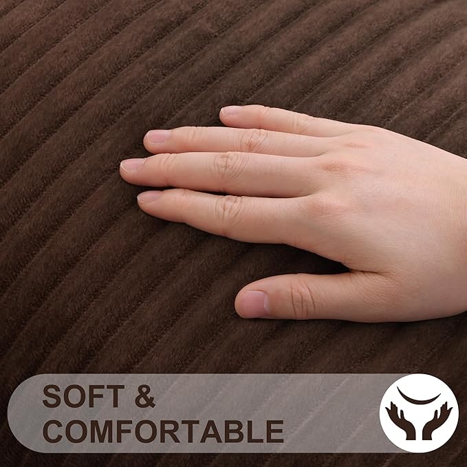 Simmore Decorative Throw Pillow Covers 18x18 Set of 2, Soft Natural Plush Flannel Double-Sided Fluffy Couch Pillow Covers for Sofa Living Room, Brown