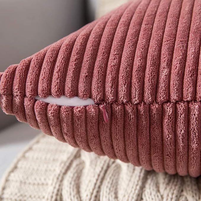 MIULEE Winter Pack of 2 Corduroy Soft Soild Decorative Square Throw Pillow Covers Cushion Cases Pillow Cases for Couch Sofa Bedroom Car 18 x 18 Inch 45 x 45 cm Cranberry Red