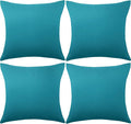 Boao 4 Pack Christmas Decorative Outdoor Waterproof Throw Pillow Covers Square Patio Balcony Garden Waterproof Cushion Case PU Coating Pillow Shell for Couch Bed Patio Sofa, 18 x 18 Inch(Blue-Green)