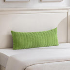 Fancy Homi 1 Pack Lime Green Long Lumbar Body Decorative Throw Pillow Covers 14x36 Inch for Bed Couch Bedroom Bench, Soft Corduroy Rectangle Solid Pillow Case 35x91 cm, Rustic Farmhouse Boho Decor