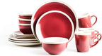 Rock Ridge Speckled Stoneware Dinnerware Set (16pc Set, Garnet and Ivory)