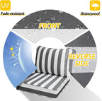 AAAAAcessories Outdoor Deep Seat Cushions, Waterproof, Fade-Resistant Patio Furniture Replacement Cushions, 23.5" x 25.5" x 5" + 23.5" x 19", Set of 2, Gray Cabana Stripe