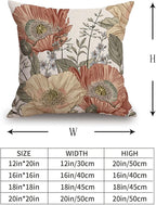 TSSOHU Vintage Flower Throw Pillow Covers 20x20 Brown Rust Colored Floral Botanical Pattern Decorative Pillows Outdoor Linen Farmhouse Cushion Case Country Pillowcase for Sofa Bed Room Decor Set of 2