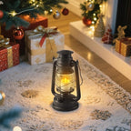 LED Vintage Lantern with Moving Flame Candle,Suitable for Home and Outdoor Usage,Antiqued Hanging Lantern,Battery Powered,6/18 Timer,2PK Bronze