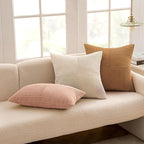 MIULEE Brown Corduroy Pillow Covers Pack of 2 Boho Decorative Spliced Throw Pillow Covers Soft Solid Couch Pillowcases Cross Patchwork Textured Cushion Covers for Living Room Bed Sofa 18x18 inch