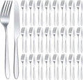 Nuenen 50 Pieces Stainless Steel Forks Silverware Set Dinner Forks and Knives Flatware Tableware Cutlery Set for Kitchen Restaurant(7.1 x 1 Inch, 8.4 x 0.7 Inch,Silver)