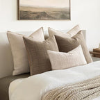 MIULEE Decorative Linen Check Lumar Throw Pillow Covers Neutral Farmhouse Vintage Christmas Pillow Covers 12x20 Set of 2 Boho Modern Home Decor for Sofa Couch Bedroom Cushion Natural Beige