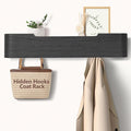 Coat Rack Wall Mount with Hidden Hooks Entryway Hanging Shelf Modern Wood Coat Hanger for Bedroom Kitchen Hallway Bathroom (Black,20.9 Inch Long)