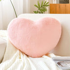 Pink Heart Pillows, Cute Heart Decorative Pillow, Heart Shaped Throw Pillows for Bed, Faux Rabbit Fur Plush Hoom Decor Pillow Cushion for Chair Sofa Living Room (Medium-15.7"x11.8")