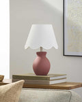 BoutiqueRugs Liliac Boho Ceramic Bedside Table Lamp for Bedroom Nightstand - End Side Lighting for Living Room - Shade Cotton - White, Brown - 15" H