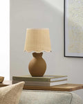 BoutiqueRugs Liliac Boho Ceramic Bedside Table Lamp for Bedroom Nightstand - End Side Lighting for Living Room - Shade Cotton - White, Green - 15" H