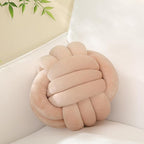 Sioloc Soft Knot Ball Pillows,Round Throw Pillow Cushion Home Decoration Plush Pillow,Throw Knotted Pillow Handmade Round Pillow（13.7inches,Beige）