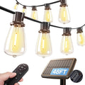 addlon 54FT(48+6) Solar String Lights Outdoor Waterproof with USB Port & Remote Control Dimmable Solar Patio Lights IP65 Solar Powered Edison LED Bulbs for Outside Bistro Camping