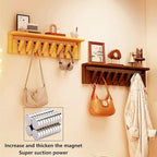 Wall Mounted Piano Key Hanger | Flip Style Hook | Entrance Wall Art Hook, Made of Oak Wood (3 Times Painted, 4 Times Polished) (Tray Walnut-Beech, 4Hooks)