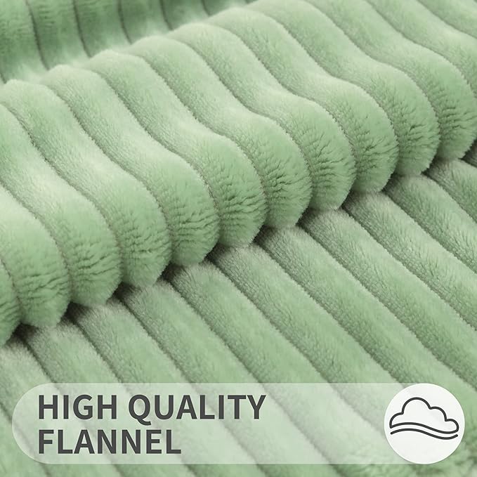Simmore Decorative Throw Pillow Covers 24x24 Set of 2, Soft Natural Plush Flannel Double-Sided Fluffy Couch Pillow Covers for Sofa Living Room, Sage Green