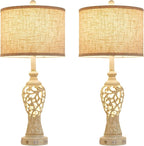 26" Farmhouse Table Lamp - 2 USB A+C 3-Way Dimmable Touch Lamps with Nightlight for Living Room Bedroom Lamp Bedside Nightstand Lamps (Bulb Included)