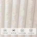 MOSAYT Faux Fur Double Throw Pillow Covers 16x16, Set of 2, Plush Velvet Soft Pillow Case,Fluffy Striped Decorative Couch Pillow Covers for Sofa, Bedroom, Living Room(Cream White)