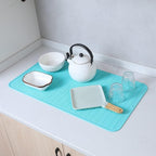 Silicone Dish Drying Mat for Multiple Usage,Easy clean,Eco-friendly,Heat-resistant Silicone Mat for Kitchen Counter or Sink,Refrigerator or Drawer Liner Mint 4XL 32 inches x 18 inches