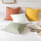 MIULEE Decorative Linen Pillow Covers 20x20 Inch Coral Boho Farmhouse Neutral Couch Throw Pillows for Bed Pack of 2 Accent Modern Pillowcase Summer Sofa Livingroom Home Decor