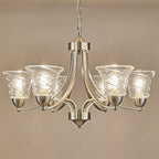 Modern Brushed Nickel Farmhouse Chandelier 6 Light Silver Chandeliers for Dining Room Adjustable Height Hanging Light Fixture with Clear Glass Shade,Pendant Light Fixture for Living Room Hallway Foyer