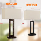 22" Tall Living Room Lamps for Night Stands - Touch Bedside Lamp with USB C+A, 3 Way Dimmable Bedroom Lamps for End Tables Set of 2, Modern Night Stand Lamp for Bed Side(Beige&Brown)
