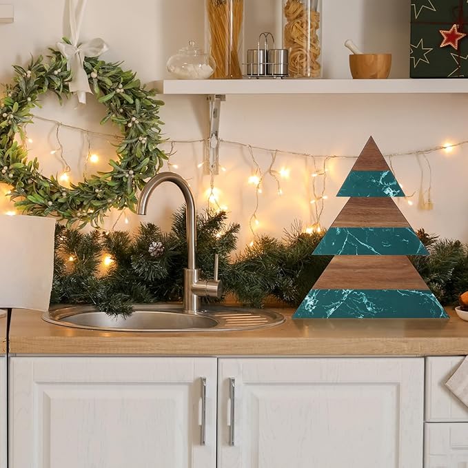 Green Christmas Tree Marble Cheese Board Charcuterie Cutting Tray Marble Serving Decorative for Decoration Charcuterie Kitchen