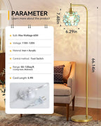 Flower Petals Tiffany Style Floor Lamp, Modern Green Flower Standing Lamp for Living Room, Vintage Acrylic Tall Lamp Decoration for Living Room,Corner, Bedroom(Bulb Included)