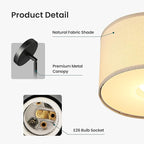 Semi Flush Mount Ceiling Light Fixture, 12'' Drum Chandelier with Classic Fabric Linen Shade, Modern Close to Ceiling Light for Bedroom, Hallway, Dining Room and Kitchen