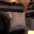 Topfinel Christmas Pillow Covers 16x16 Set of 2,Xmas Cream Velvet Snowflake Reindeer Decorative Pillow Case Winter Holiday Decor for Home Couch,White and Gold