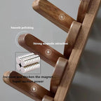 Wall Mounted Piano Key Hanger | Flip Style Hook | Entrance Wall Art Hook, Made of Oak Wood (3 Times Painted, 4 Times Polished) (Arc Walnut, 4Hooks)