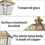 Milaii Copper Brass Outdoor Pendant Light, 16.5" H Large Lantern Hanging Light Fixtures Waterproof Porch Light Outdoor Chandelier for Patio Entryway