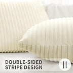 Simmore Decorative Fall Throw Pillow Covers 16x16 Set of 2, Soft Natural Plush Flannel Double-Sided Fluffy Couch Pillow Covers for Sofa Living Room, Beige