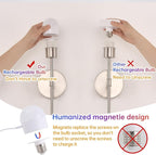 Battery Operated Wall Sconce, 120H Usage Time 22.6" Rechargeable Wall Light with Dimmable Bulb, 12 Colors Wall Sconce for Bedroom Living Room, Silver