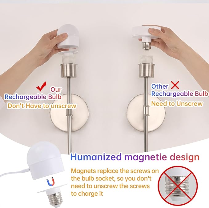 Battery Operated Wall Sconce, 120H Usage Time 22.6" Rechargeable Wall Light with Dimmable Bulb, 12 Colors Wall Sconce for Bedroom Living Room, Silver