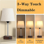 Reddish Brown Bedside Lamps Set of 2 - Nightstand Bedroom Lamp with USB C Port and AC Outlet Charging, 3 Way Dimmable Touch Control Small Bed Side Table Lamp, Nightstand Light