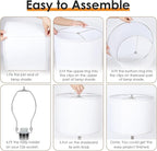 Lamp Shades Set of 2, Drum Lampshades 13" Top x 13" Bottom x 10" High with Spider Fitter, Large Replacement Lamp Shades for Table Lamps, Floor Lamps, Easy Assembly Required (2, White)