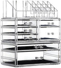 Cq acrylic 3 Pack Clear Skincare Organizer for Vanity, Stackable 7 Drawers Make Up Organizer,Cute Cosmetic Organizer for Vanity Jewelry,Hair Clip,Beauty,Skincare Product Dresser Acrylic Desk Organizer