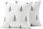 MIULEE Christmas Decorative Pillow Covers Set of 2 Faux Fur Throw Pillows with Embroidered Christmas Tree 18x18 Inch White Black Winter Couch Covers for Festival Sofa Bedroom Living Room Home Decor