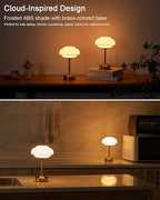 9" Mini Cordless Table Lamp with Cloud-Shaped, Small Rechargeable Battery Operated Lamps, 3-Way Touch Dimmer, Portable Brass Bedside Night Light for Restaurant Dining Kitchen Bathroom Patio Side Table