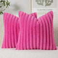 MIULEE Faux Fur Decorative Throw Pillow Covers 16x16 Inch Set of 2, Retro Vintage Boho Home Decor Soft Plush Couch Pillows Cozy Fluffy Cushion Covers for Sofa Bed Hot Pink