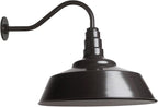 Steel Lighting Co. Redondo Barn Light | Outdoor Wall Mounted | 20 inch Dome | 16 inch Gooseneck | Large Farmhouse Warehouse Light Made in America | Dark Bronze Exterior/White Interior