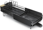 Large Dish Drying Rack - Expandable (19.3" to 29.4") Dish Rack for Kitchen Counter, Stainless Steel Dish Drainer with Utensil Holder, Pan Holder & Pot Lid Holder, Black