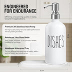 MOMEEMO Soap Dispenser for Kitchen Sink, White Soap Dispenser with Silver Metal Pump, Suitable for Kitchen Decor and Accessories. (White & Silver)