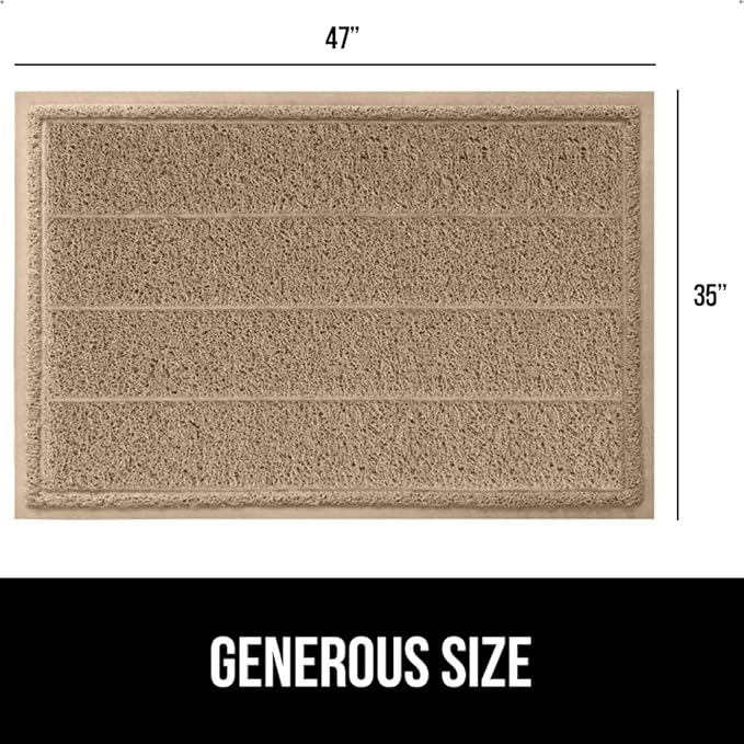 GORILLA GRIP Dirt Grabber Mesh Doormat, Low-Profile, Stain and Fade Resistant Heavy Duty Quick Dry Striped Doormats, Mats for Indoor or Outdoor Entry, Shoe Scraper, Garage Entrance Mat 47x35, Taupe