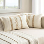 MIULEE Set of 2 Neutral Boho Decorative Lumbar Pillow Covers 12x20 Inch Farmhouse Rustic Couch Throw Pillows Modern Cotton Cushion Covers Retro Cute Macrame Woven Home Decor for Bed Sofa Chair