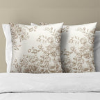 Vintage Flowers Pillow Covers 20x20 Inch, Set of 2 Grandmillennial Brown Tan Floral Throw Pillowcases with Zipper Square Cushion Cover for Couch Sofa Bed Indoor Outdoor Home Decor