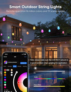 APPECK Smart Outdoor String Lights, 100ft Smart RGBW Outdoor Patio Lights with 30 LED Bulbs, Extendable, 111 Scene Modes, IP65 Waterproof Lighting for Outside, Halloween Decor, Compatible with Alexa