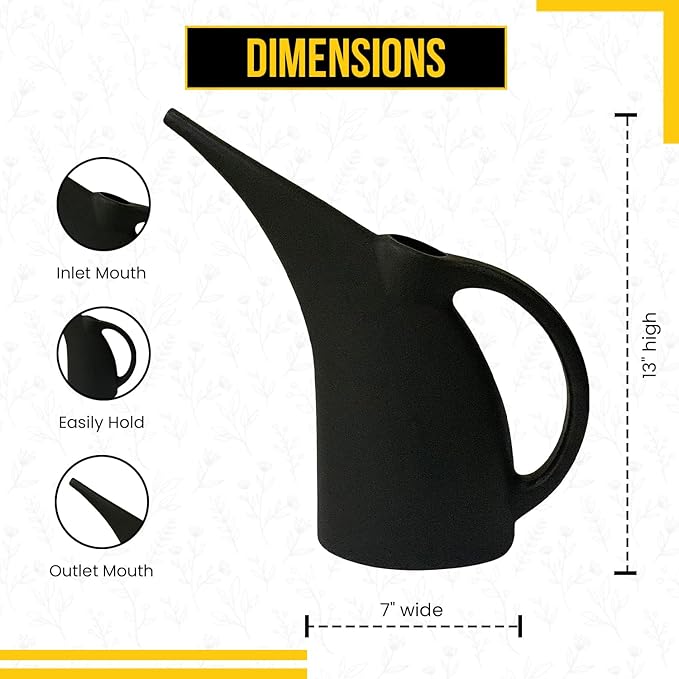 KP Kool Products Watering Can 1/2 Gallon - Small Watering Can for Indoor Plants - Outdoor Watering Can - Black Plant Waterer - Plastic Watering Can for Garden - 1 Pack
