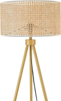 GLOBE Electric 65914 60" Floor Lamp, Faux Wood Tripod Base, Rattan Shade, On/Off Rotary Switch on Socket